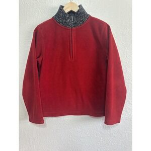 Eddie Bauer Birch Valley Fleece Mock Red Quarter Zip Pullover Top Womens M
